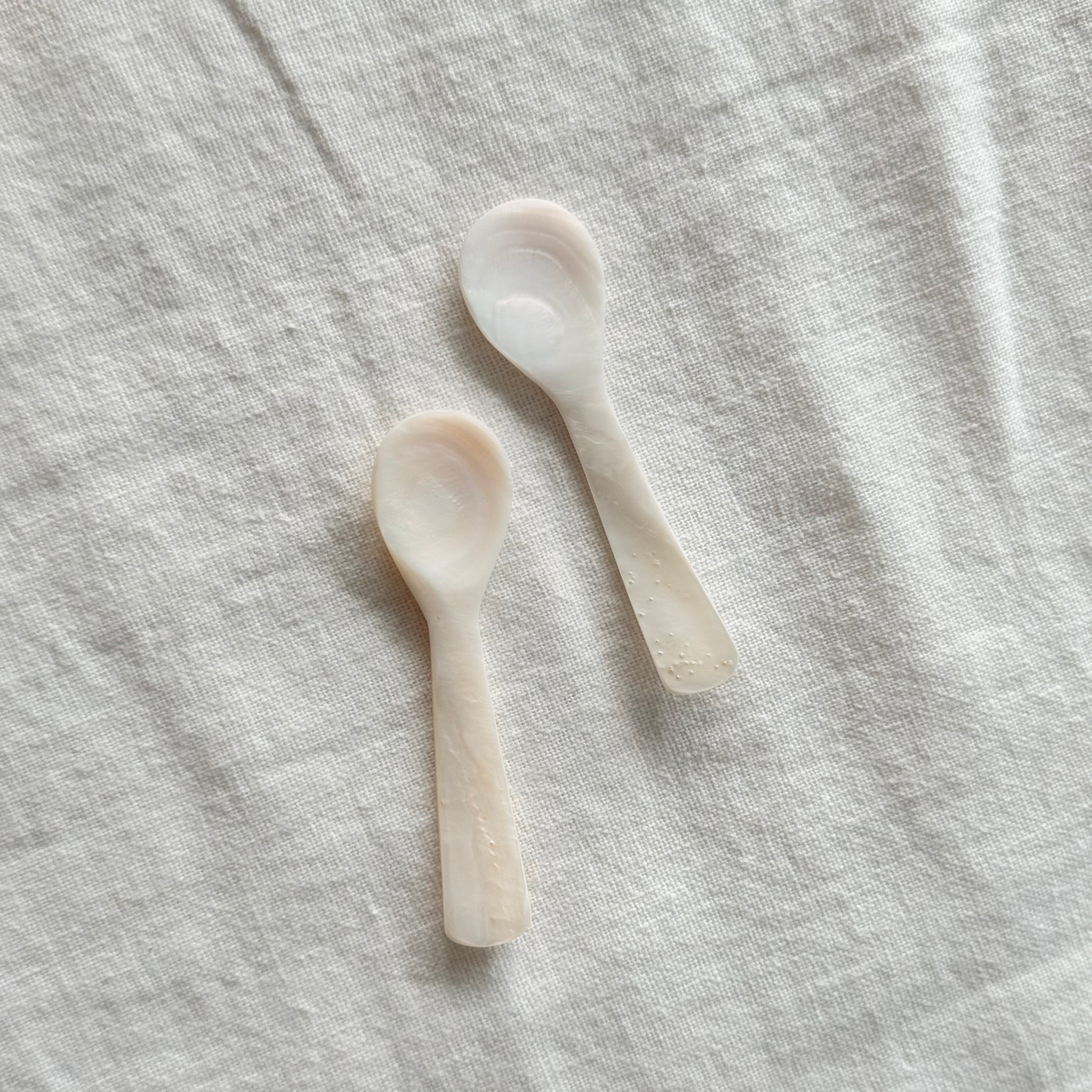 SPARROW : HANDCRAFTED MOTHER OF PEARL CAVIAR & DESSERT SPOON SET OF TWO