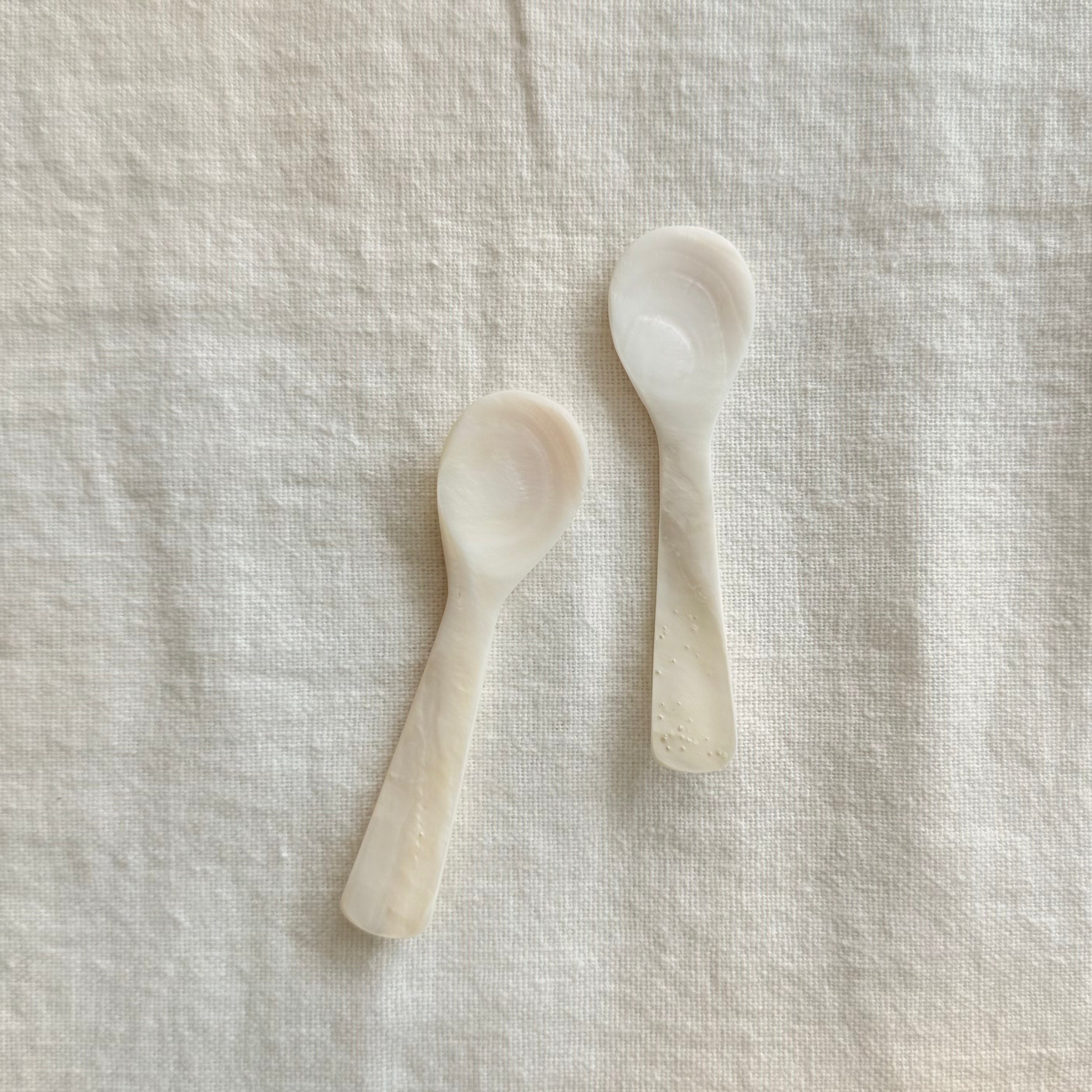 SPARROW : HANDCRAFTED MOTHER OF PEARL CAVIAR & DESSERT SPOON SET OF TWO