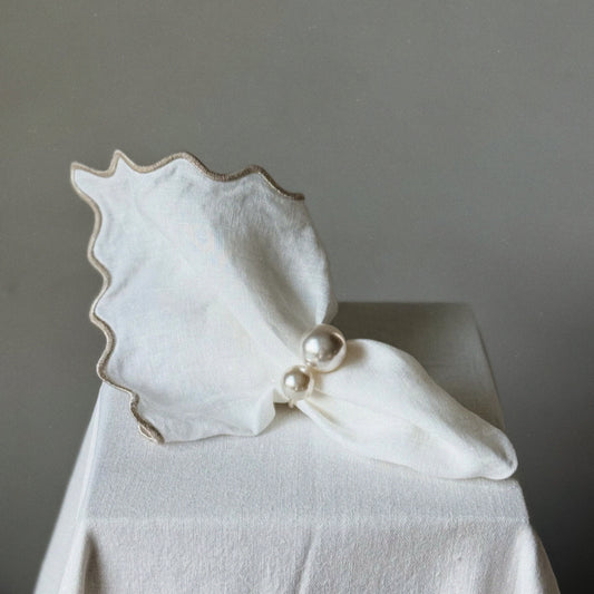 SAMIRA – Set of Two Pearl Adorned Napkin Rings