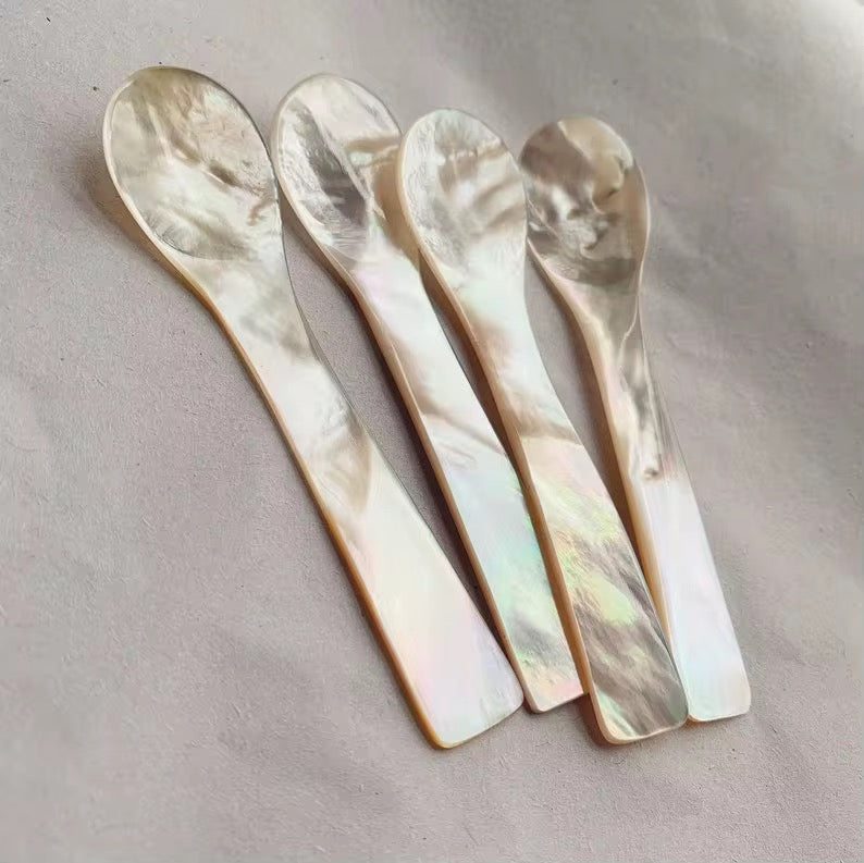 SPARROW : HANDCRAFTED MOTHER OF PEARL CAVIAR & DESSERT SPOON SET OF TWO