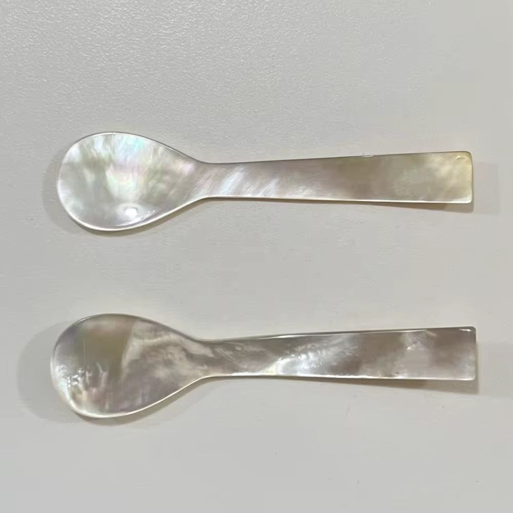 SPARROW : HANDCRAFTED MOTHER OF PEARL CAVIAR & DESSERT SPOON SET OF TWO